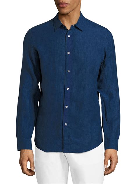 michael kors men's linen shirt